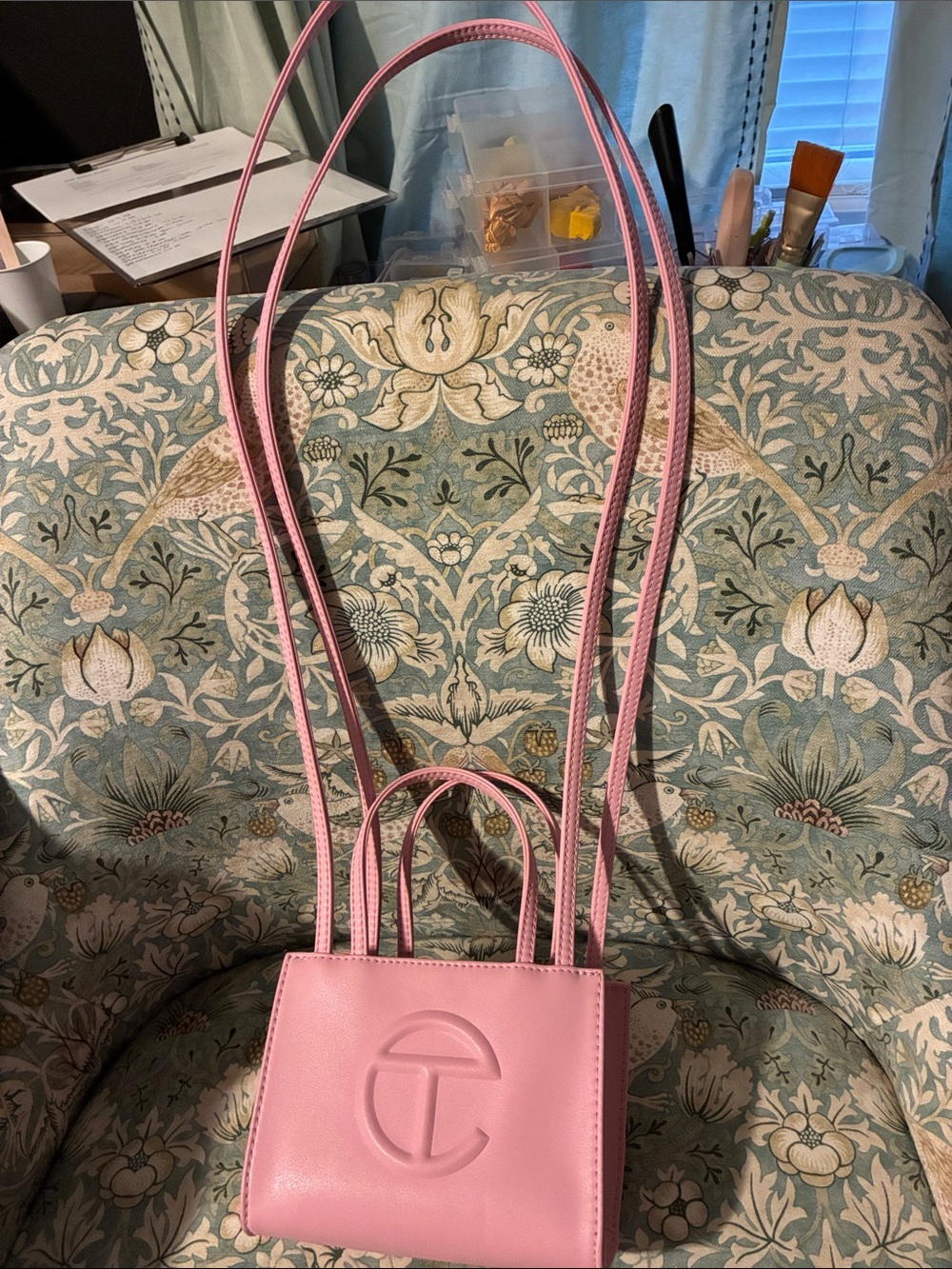 Telfar Pink Mini Shopping Bag with Embossed Logo